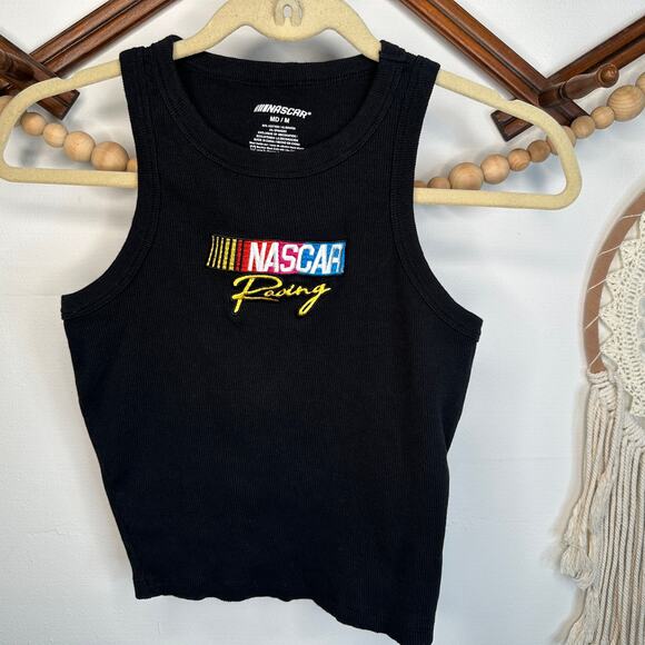NASCAR Black Embroidered Crop Tank - Picture 1 of 3